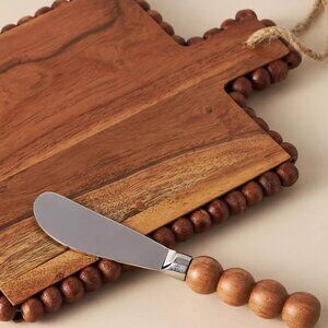 Anthropologie Spindle-Edge Mini Cheese Board & Knife